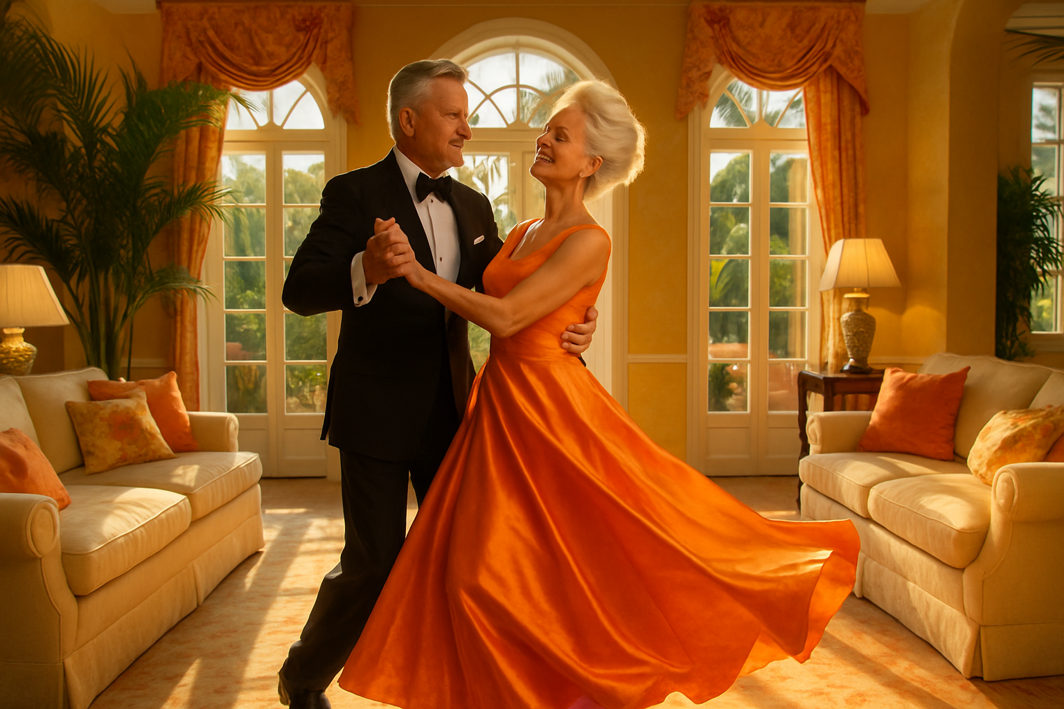 Elegant ballroom dance lesson for adults over 55 in Palm Beach