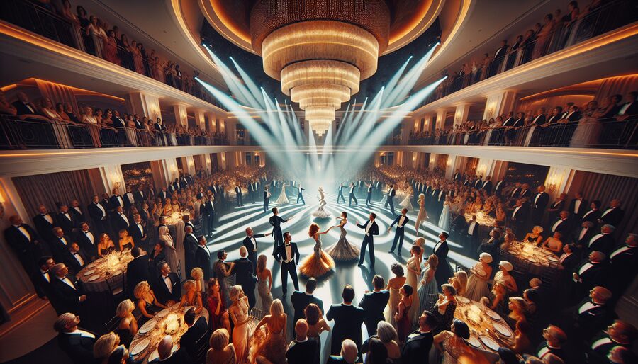 Elegant ballroom dance performance at a South Florida event