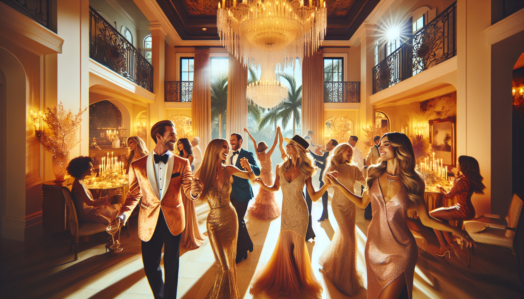 Great Gatsby holiday party with live violin in Palm Beach