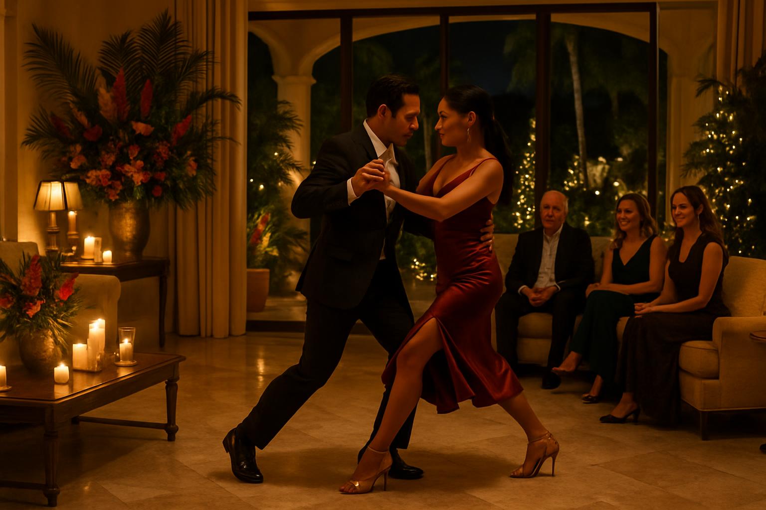 Latin dance nights at home in Palm Beach for holiday traditions