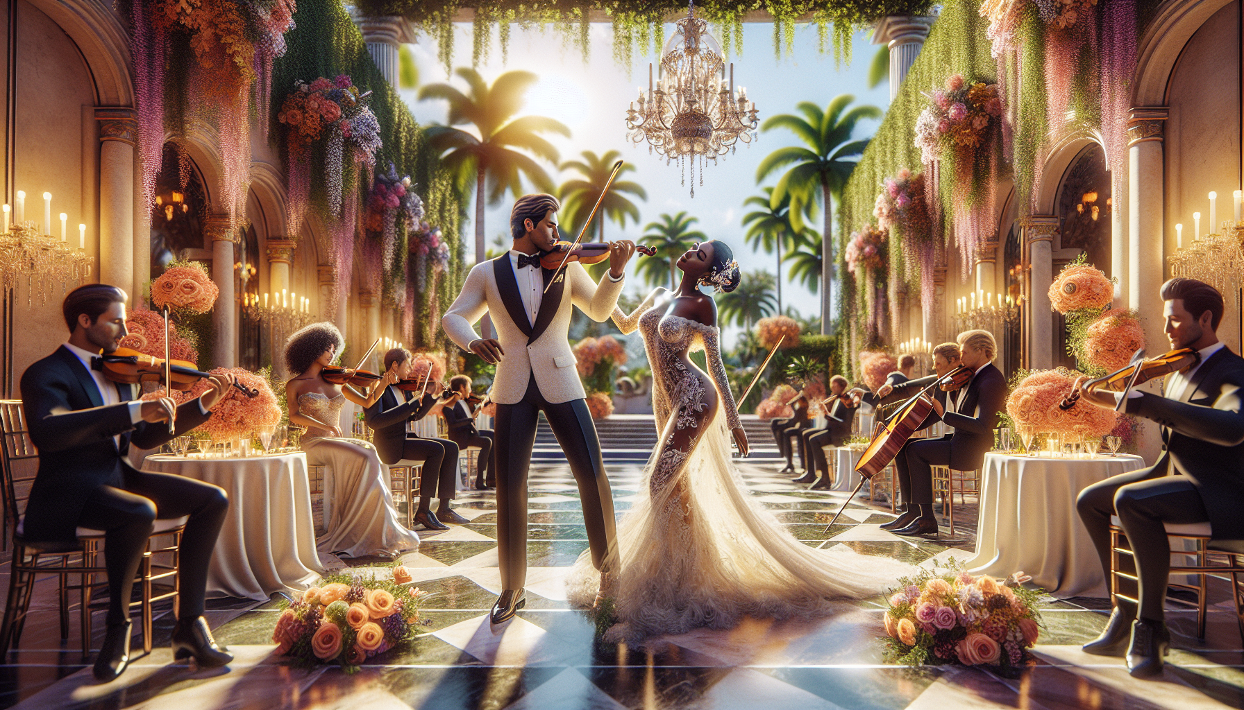 Live violin for spring weddings in Palm Beach enhances the romantic atmosphere