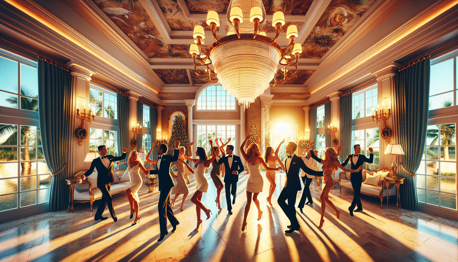 Holiday entertainment calendar in Palm Beach with dancing and violin performances