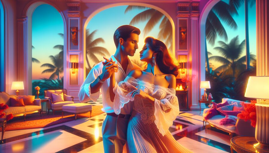Valentine's Day dance party setup with a romantic ambiance in Palm Beach