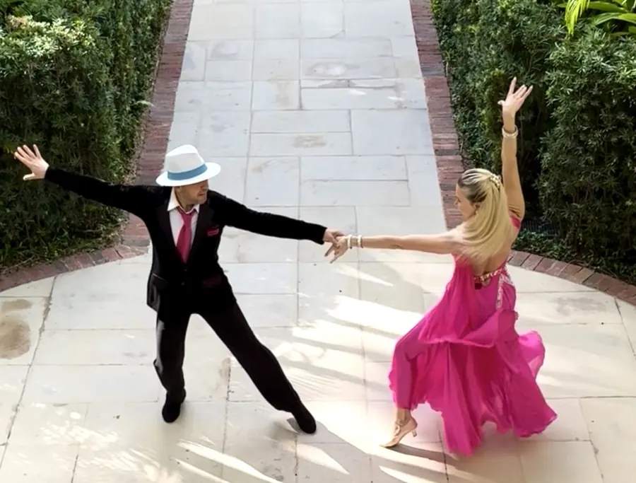 Ballroom dance couple performing outdoors in Palm Beach